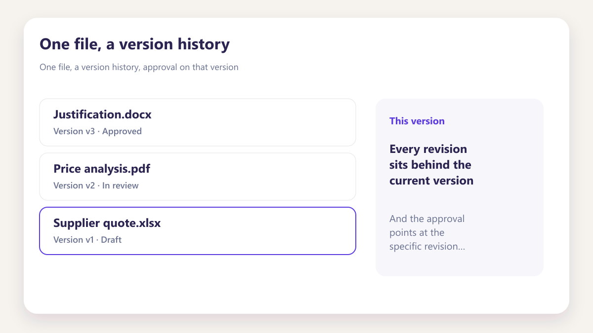 ProcureAudit One file, a version history