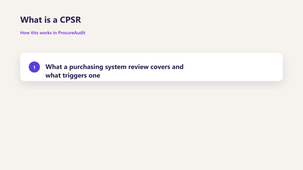 ProcureAudit What is a CPSR