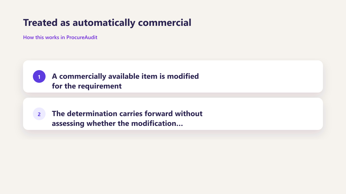 ProcureAudit Treated as automatically commercial