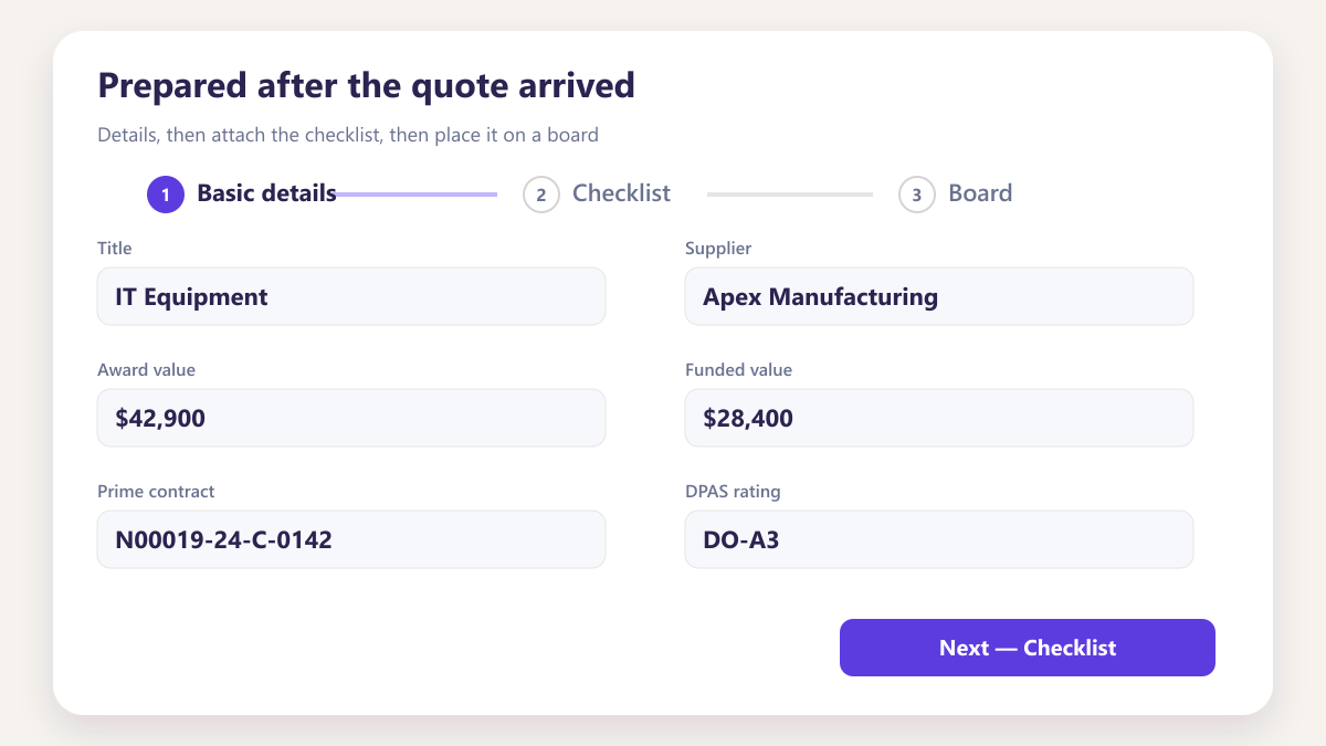 ProcureAudit Prepared after the quote arrived