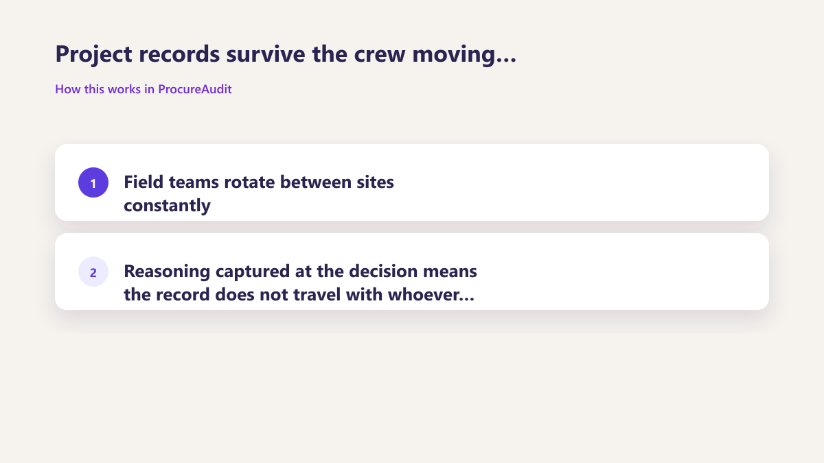 ProcureAudit Project records survive the crew moving on