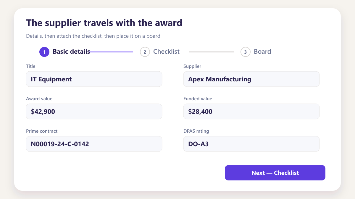 ProcureAudit The supplier travels with the award
