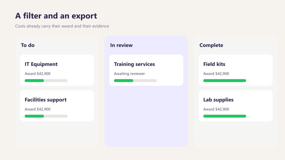 ProcureAudit A filter and an export