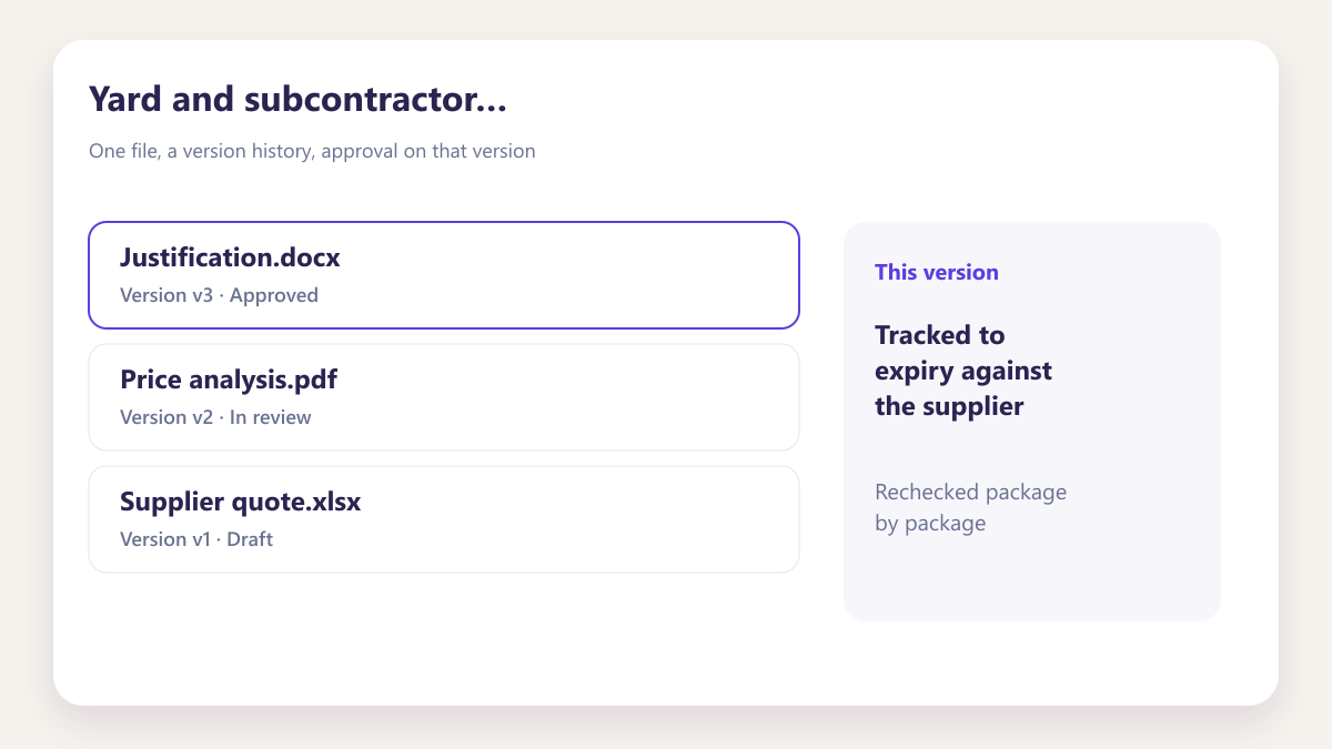ProcureAudit Yard and subcontractor documents